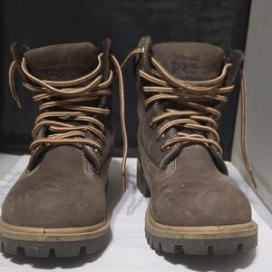 Timberland Womens Steel Toe  Pro Antifatigue Waterproof Dark Brown Lace-Up Boots